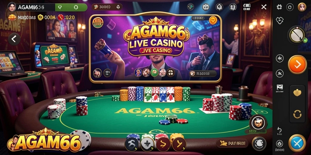 Screenshot gameplay AGAM66 dengan dealer live yang profesional.