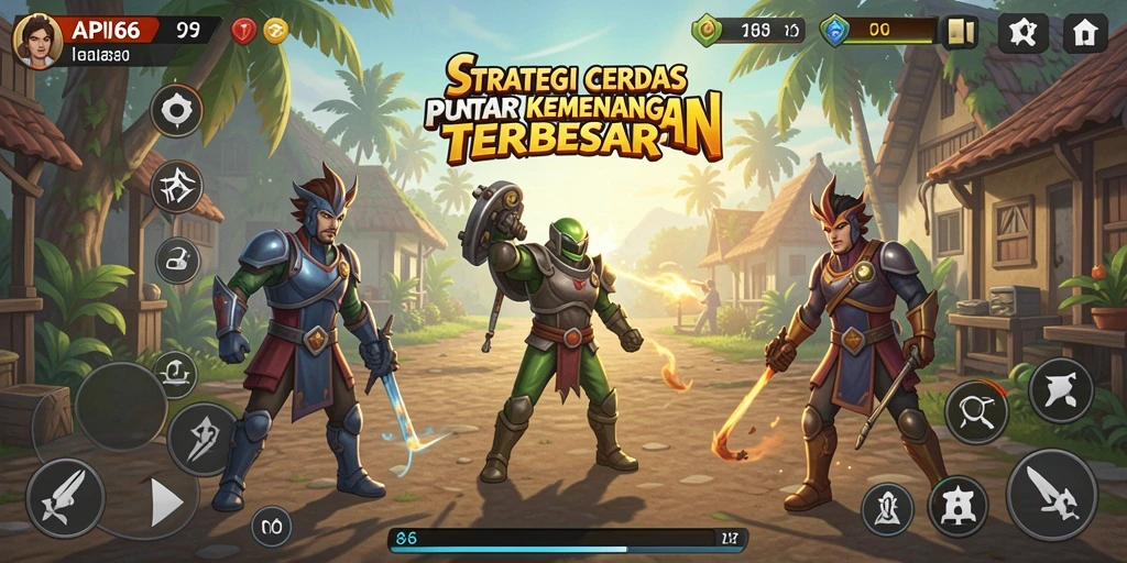 Screenshot gameplay menampilkan pertempuran strategi yang dinamis dan menantang.