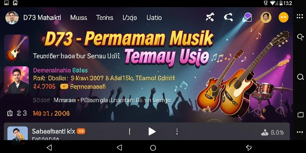 Tampilan screenshot D73 menampilkan gameplay musik yang seru.
