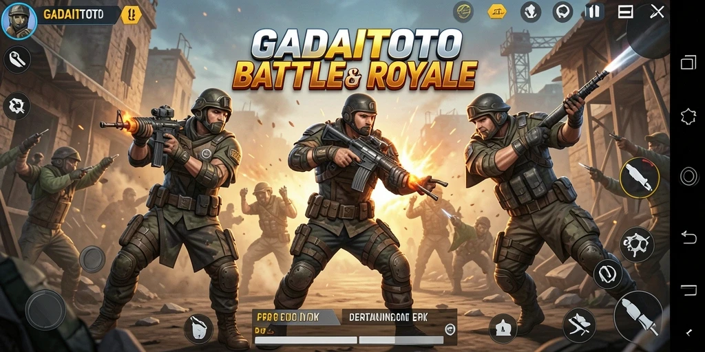 Tangkapan layar GADAITOTO menampilkan pertempuran seru di arena Battle Royale.