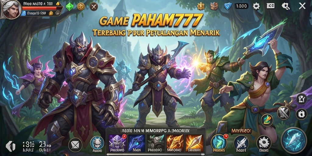Tangkapan layar utama PAHAM777 yang menampilkan aksi pertarungan MMORPG.