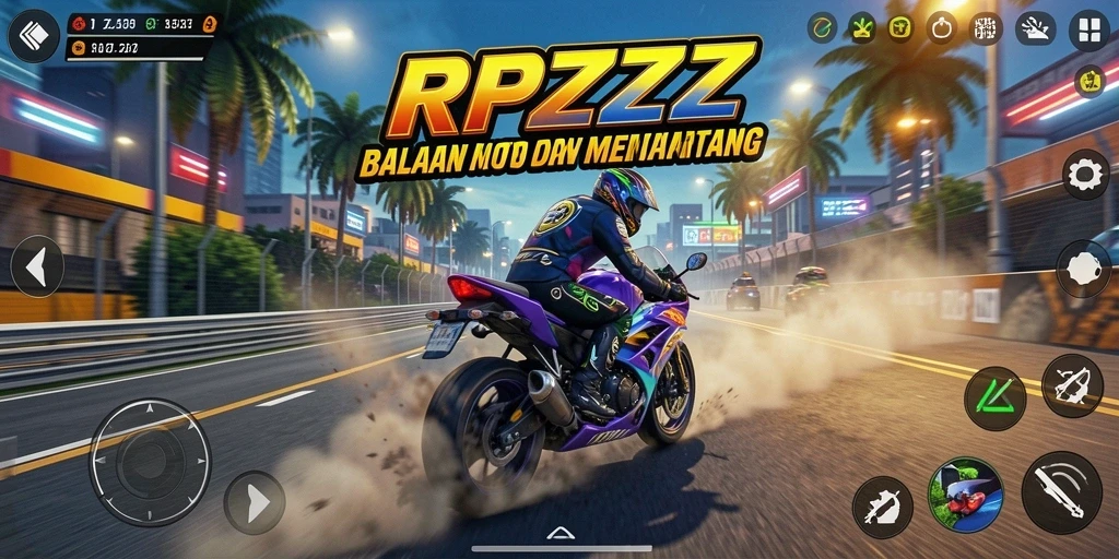 Tampilan menarik dari gameplay balapan motor RPZZZ.