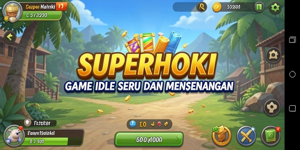Tampilan gameplay <strong>SUPERHOKI</strong> yang menarik dan penuh warna.